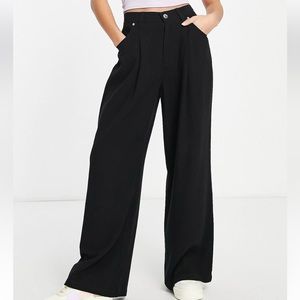 ASOS PETITE Size: 0 Black Wide Leg Linen Pants